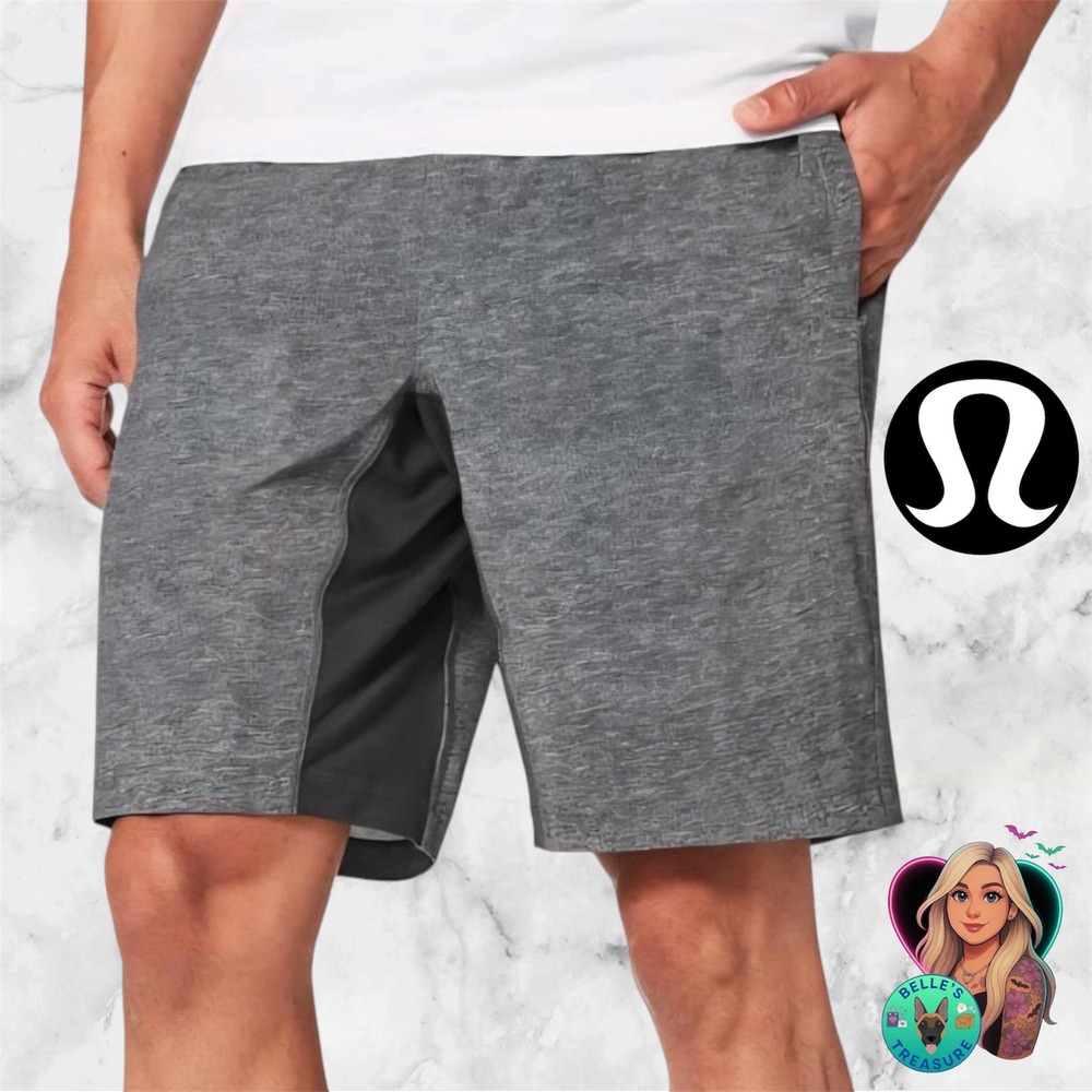 Lululemon T.H.E. Shorts 10" Linerless Men's Large‎ Grey Heathered Zip Pocket Dry